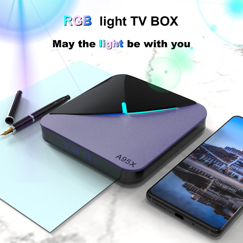 A95x F3 Không II Smart TV Box Android 11 Amlogic S905W2 5G Wifi 4K 3D BT5.0 Đèn RGB tivi Boxs HD Truyền Thông Người Chơi 2G 16G 32G 4G 64G