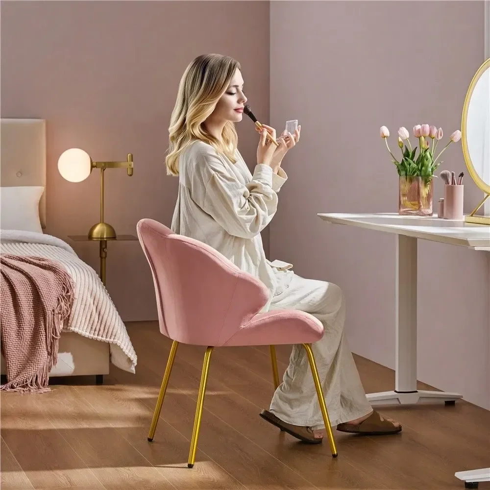 

Elegant Velvet Vanity Chair Modern Accent Chair With ShellShaped Backrest Leisure Chair For Living Room, Bedroom, Reading Room