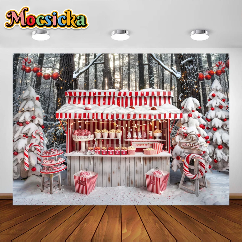 Sweet Christmas Photography Background Candy Store Xams Tree Gifts Party Decora Supplies Family Portrait Backdrops Studio Props