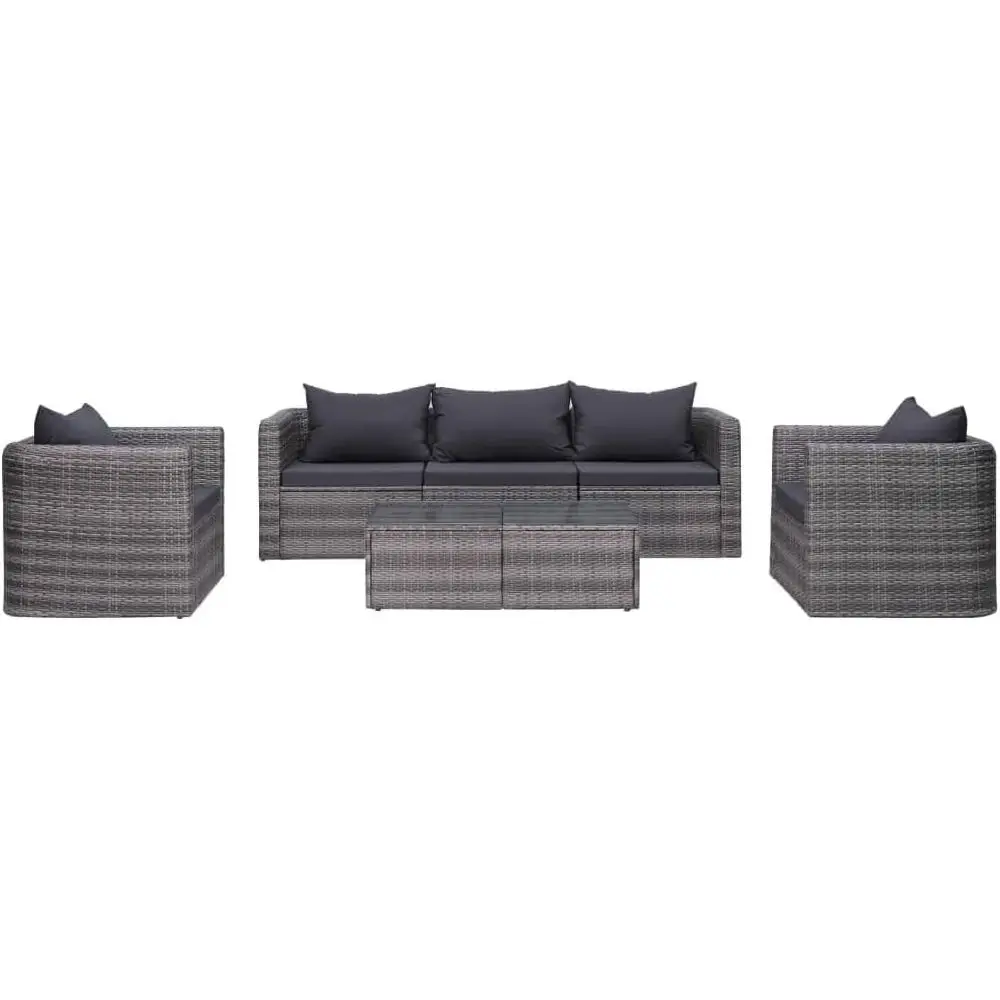 

Patio Soa Set - 6 Piece Outdoor Sectional Set with Cushions, Pillows and Coee Table, Made rom Weather- PE Rattan, Perect or Gard