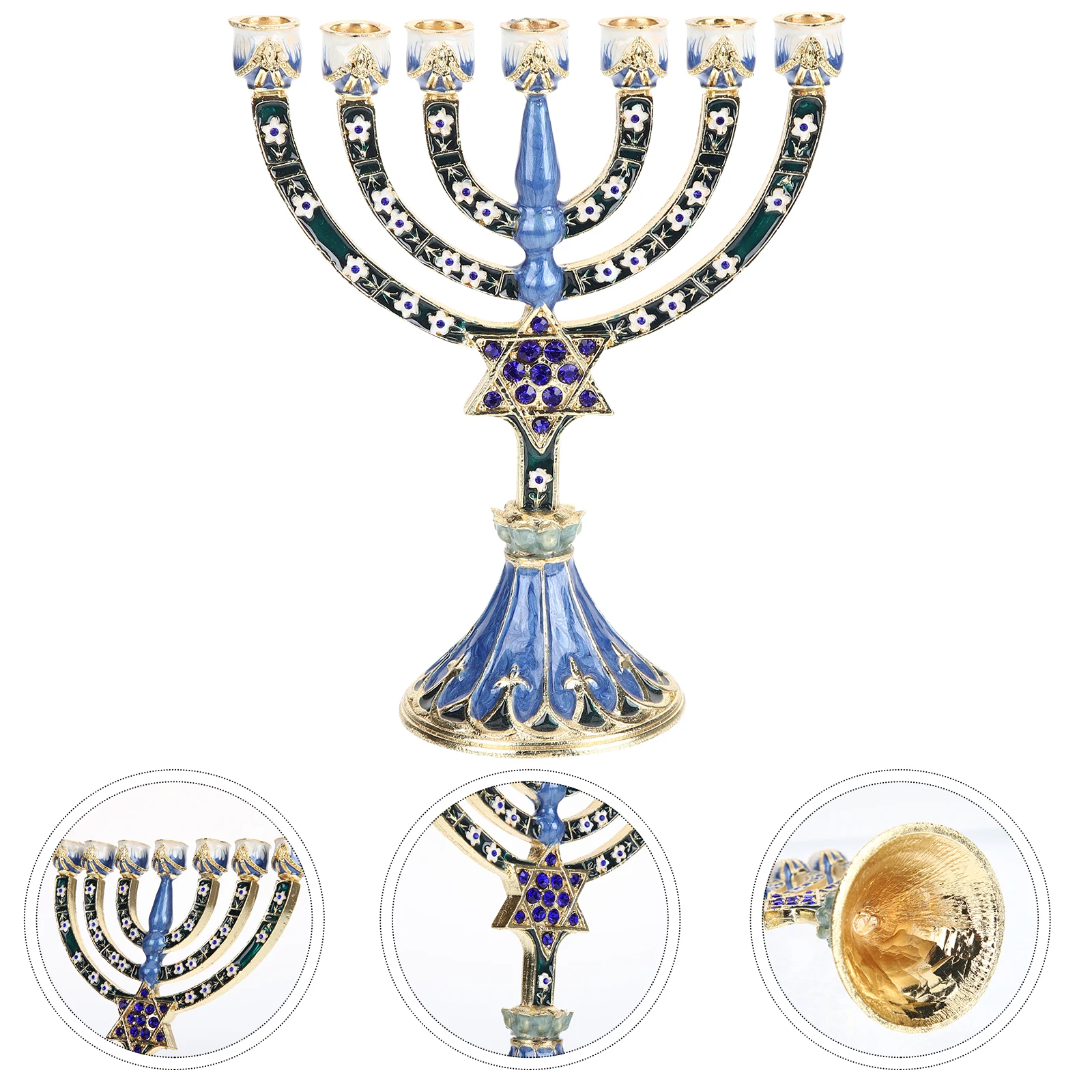 

7 Branches Hanukkah Holder Vintage Metal Candlestick Table Centerpiece Decorative Holder For Party Wedding
