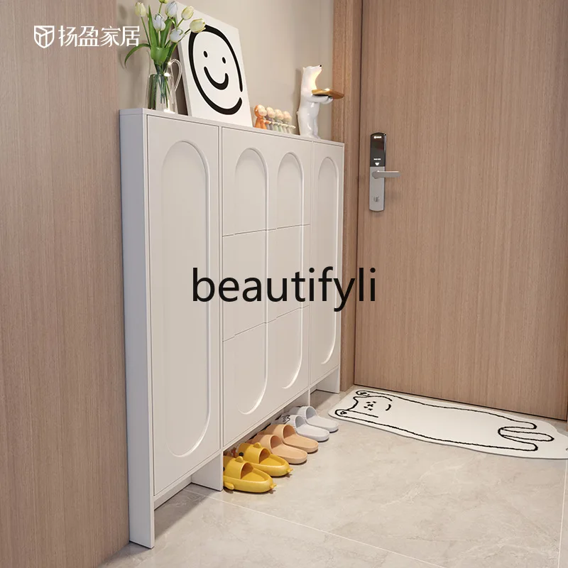 Ultra-Thin Flip Shoe Cabinet Extremely Narrow Thin Style Household Doorway Entrance Door Behind Door Storage Cabinet New Style