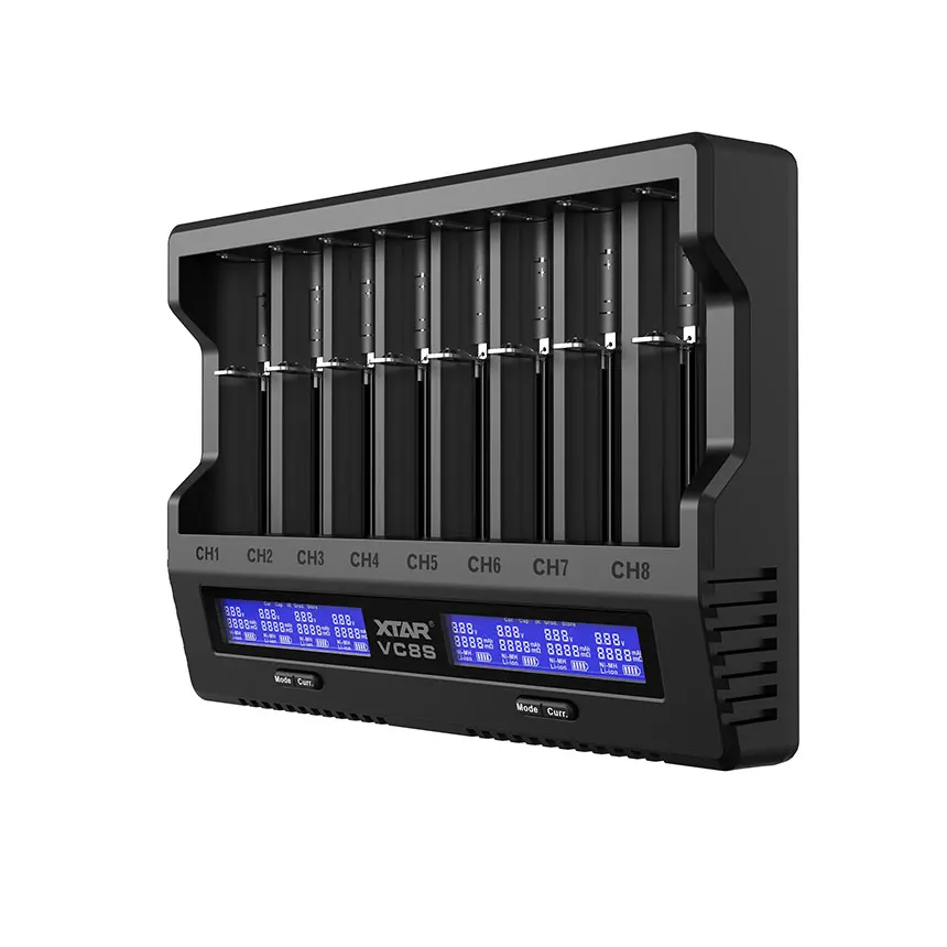 New Product XTAR VC8S Charger 8-slot Charger Smart Versatile Li-ion&Ni-MH Battery Charger With Type-C Input&HD LCD