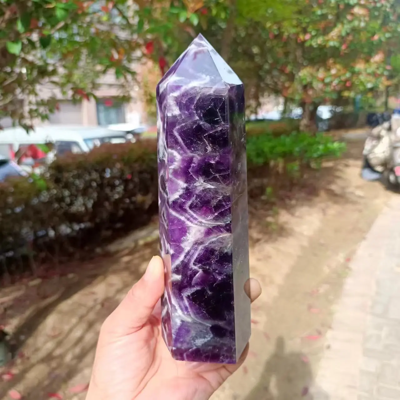 Miraculous Natural Purple Dream Crystal Column,Purple Quartz Crystal Wand,Mineral Reiki Healing Stone Column,Energy Degaussing D