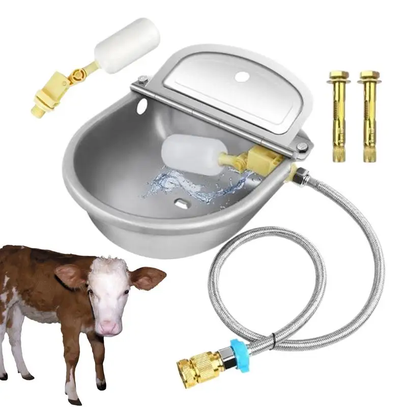 

Automatic Waterer For Cattle Stainless Steel Animal Waterer Bowl Intelligent Float Valve Design Livestock Dispenser Container