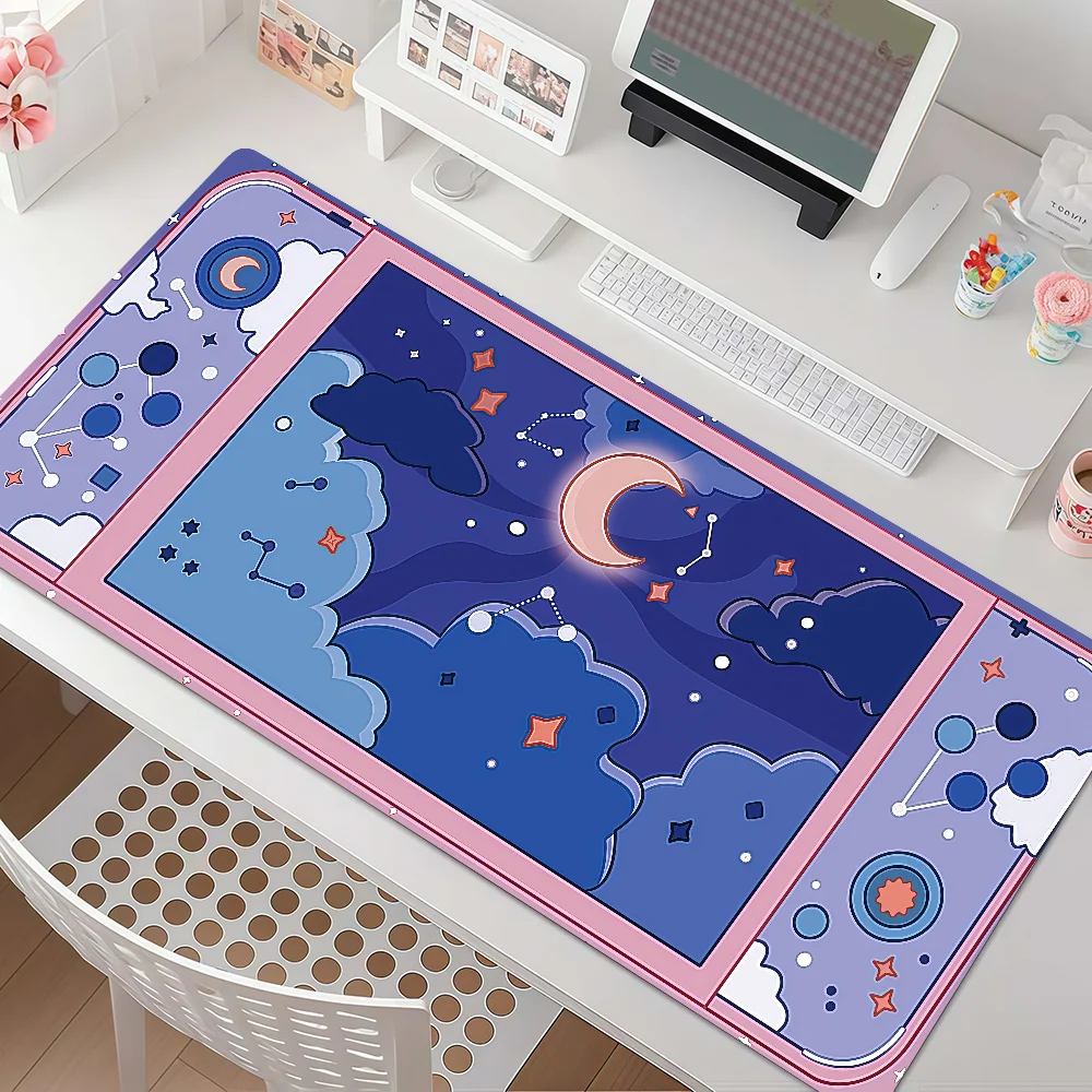 Pink Cloud Cute Retro Game Console Mouse Pad Anti Slip Rubber Edge Locked Thickened Laptop Gaming Desk Mat