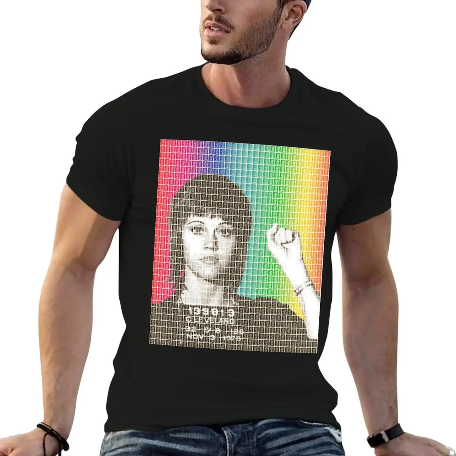 

Jane Fonda Mug Shot T-Shirt graphic t shirt vintage Aesthetic clothing sports fans mens t shirt graphic