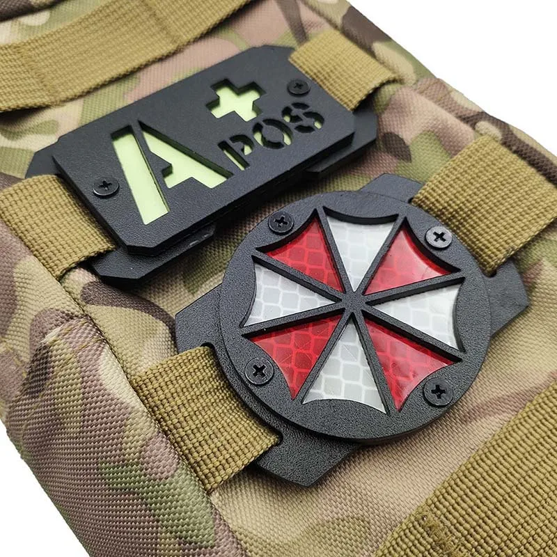 Umbrella,Blood Type,Nuclear Radiation,Cat Eyes Tactical Equipment Glow in Night,Molle Identify Safety Outdoor Mark Strip Patch