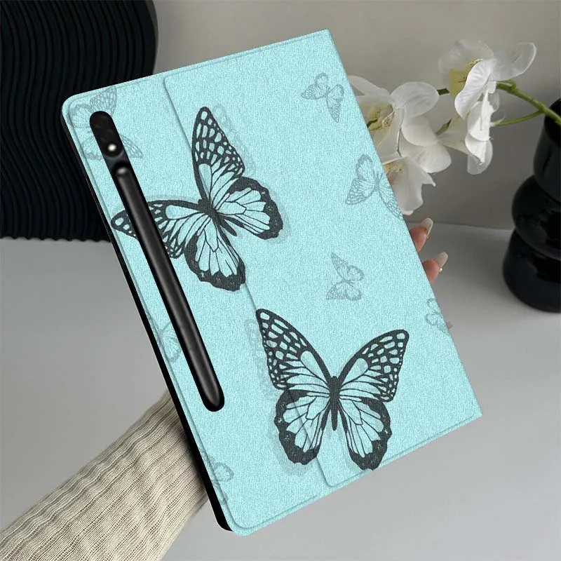 

Cartoon Butterfly Blue Pattern Tablet Case For Samsung Galaxy Tab S7 S8 S9 S10 FE Lite Gift
