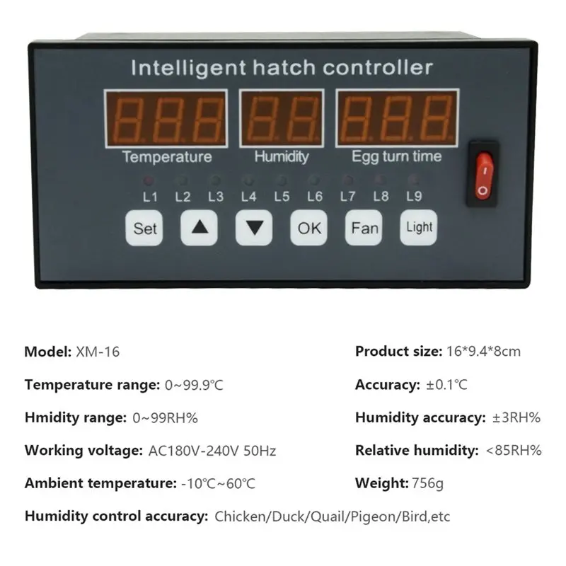 AT29-XM-16 Egg Incubator Controller Intelligent Digital Temperature Humidity Automatic Incubator Control System Egg Brooder