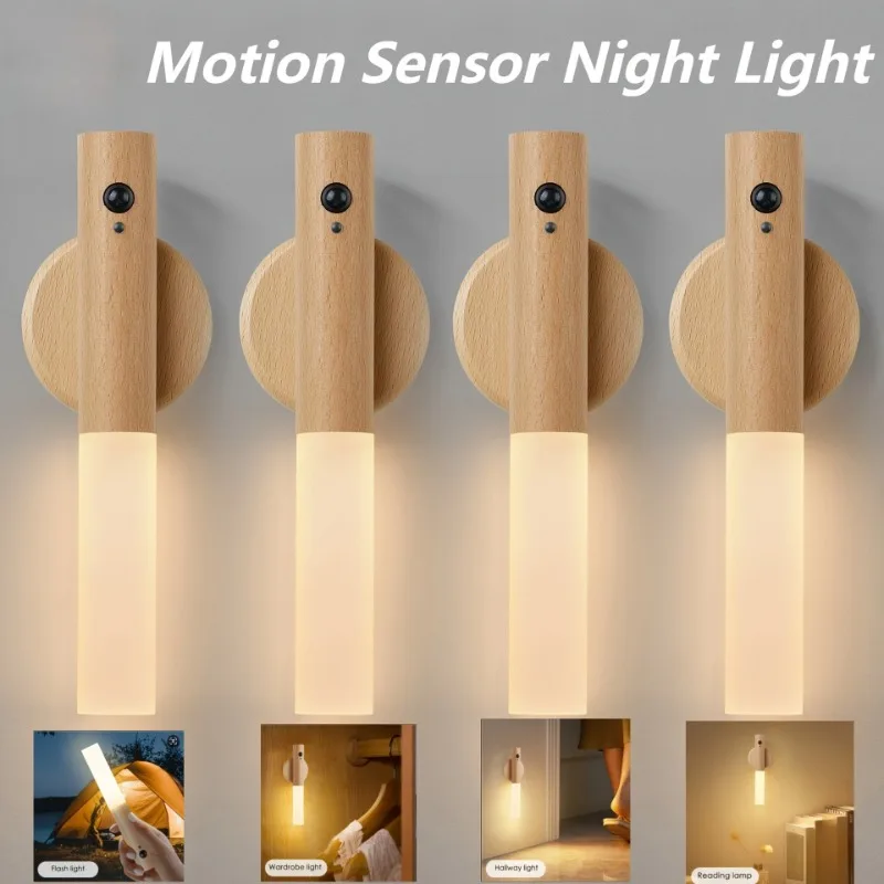 

Motion Sensor Night Light Magnetic LED Light with USB Charging Wireless Indoor Wall Sconce for Closet Corridor Stairway Bedroom