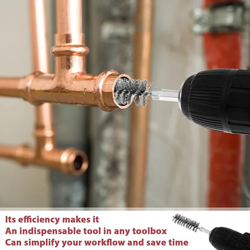 1/2" 3/4" 1" Copper Pipe Cleaner Tube Cleaning Brush Tool Set Cleans Soldering Stainless Steel Wire Bristle Polishing  Grinding