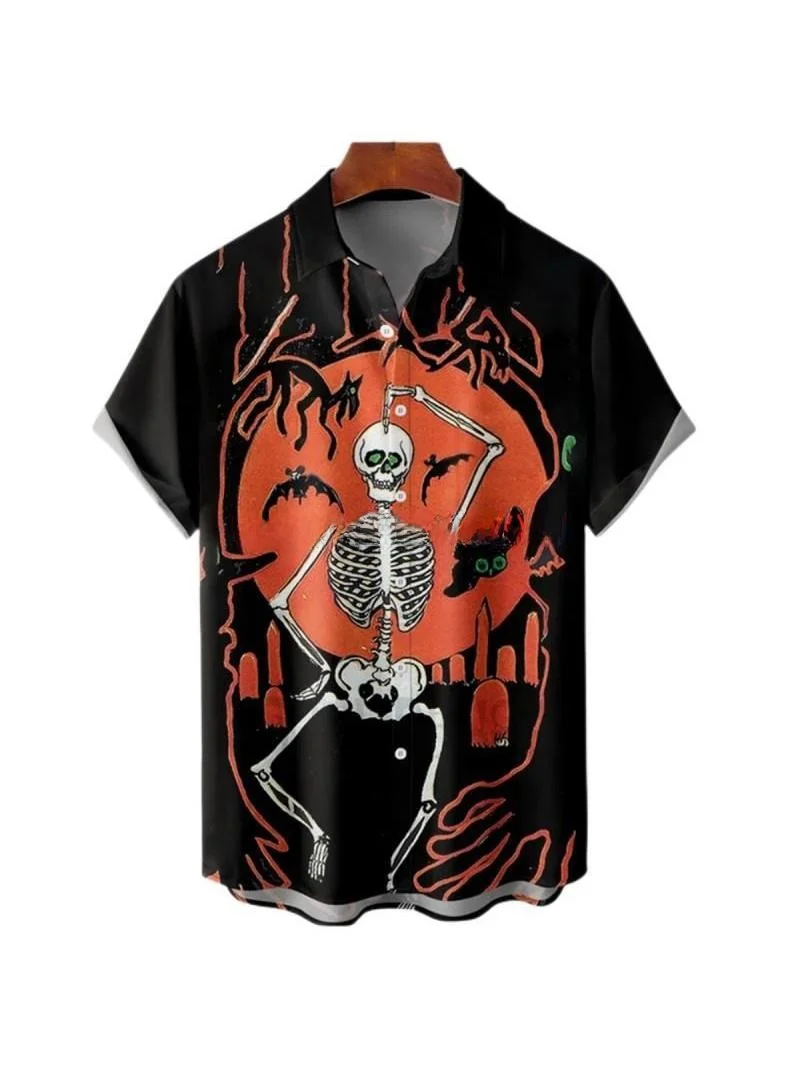 Men's Short Sleeve Open Cardigan Pumpkin Collar Fleece Lined Thickened Casual Shirt Large Size Autumn Wear Daily Scene