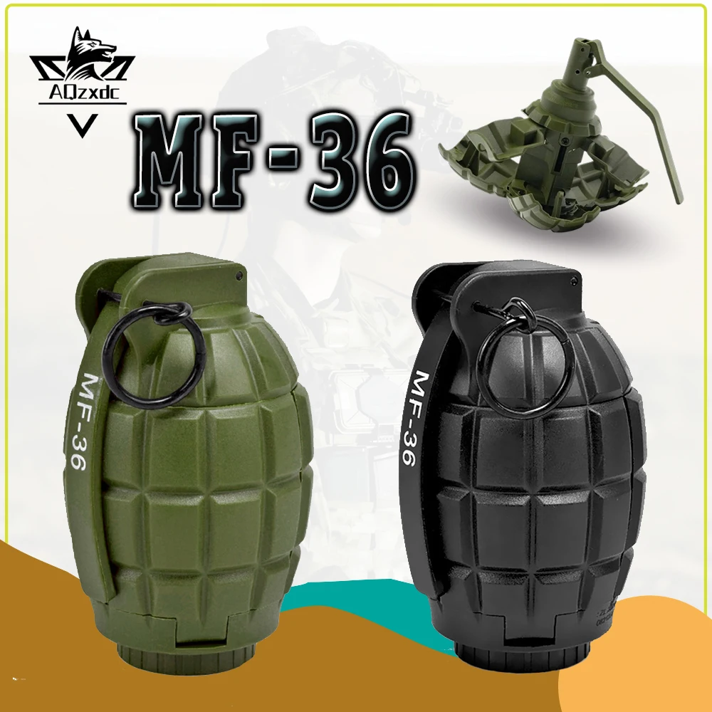 Tactical 2PCS MF36 F1 Grenade Model Airsoft Paintball Spring Powered Impact Grenade Toys for CS Game Children's Christmas Gift