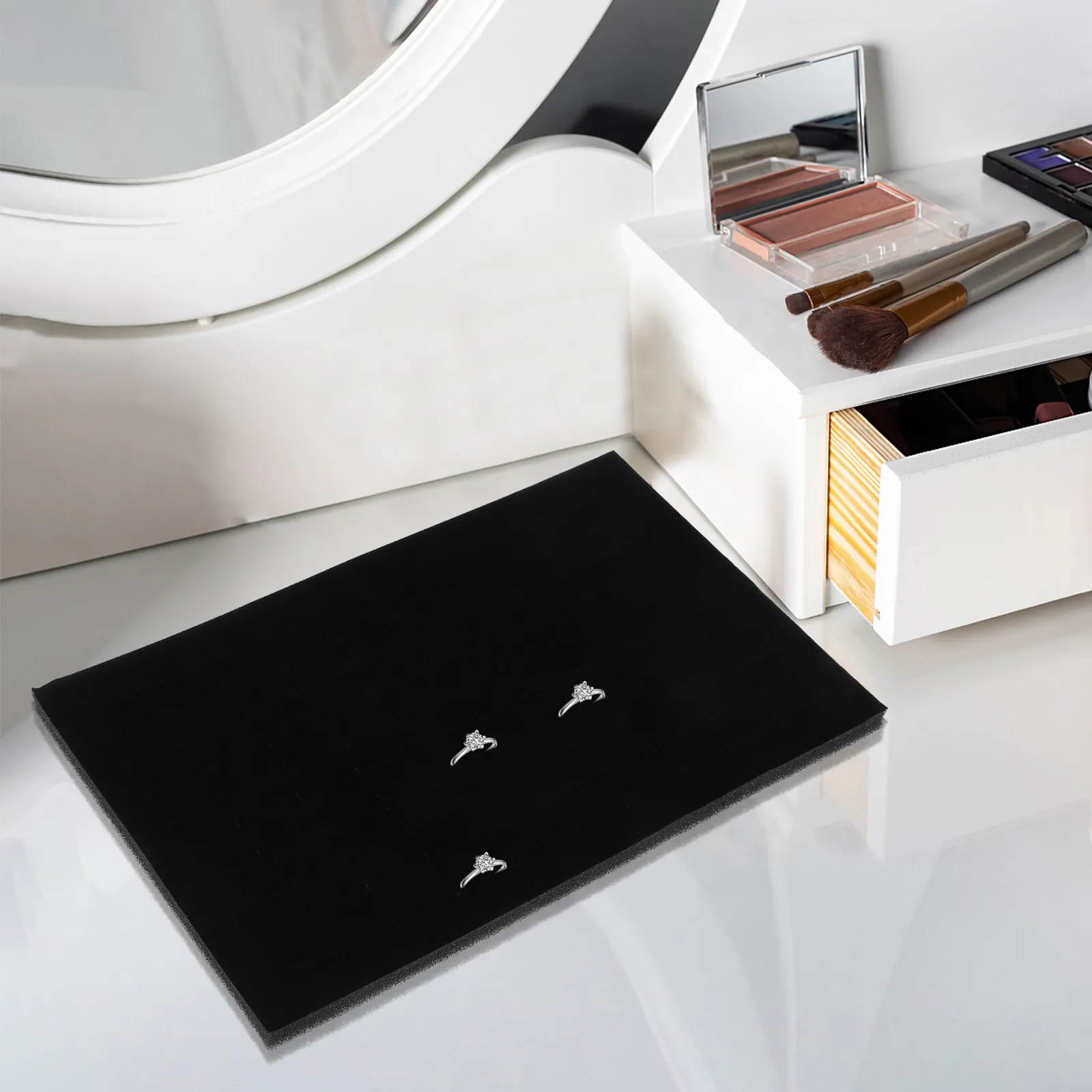 

2Pcs Jewelry Box Display Insert Sponge Pad for Earrings Rings Brooches Organizer Protective Cushion Foam Tray Holder Mat