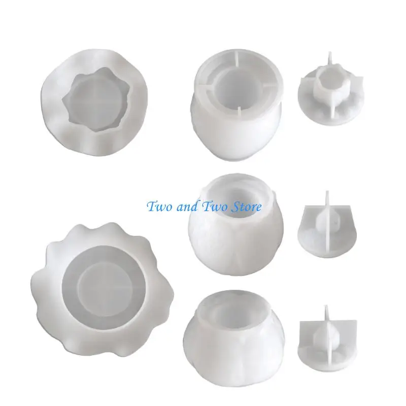 HX6F Lotuses Flower Resin Jar Silicone Mold Holder Mould Jewelry Making Supply