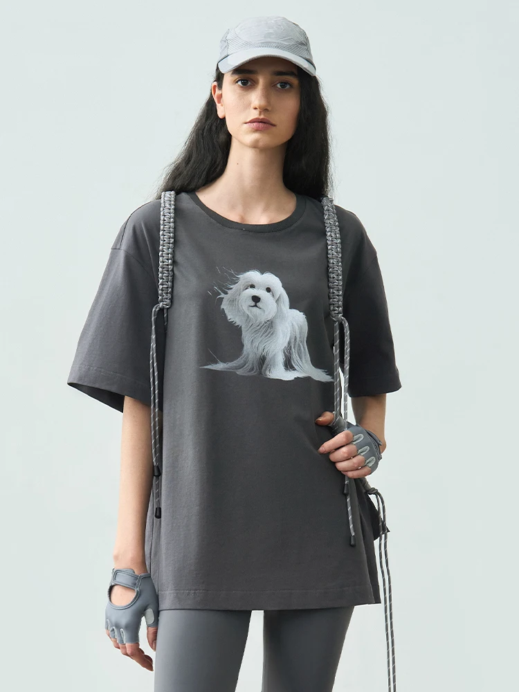 

Женская футболка свободного кроя из чистого хлопка с круглым вырезом, повседневная летняя, с принтом, удобная, для женщин