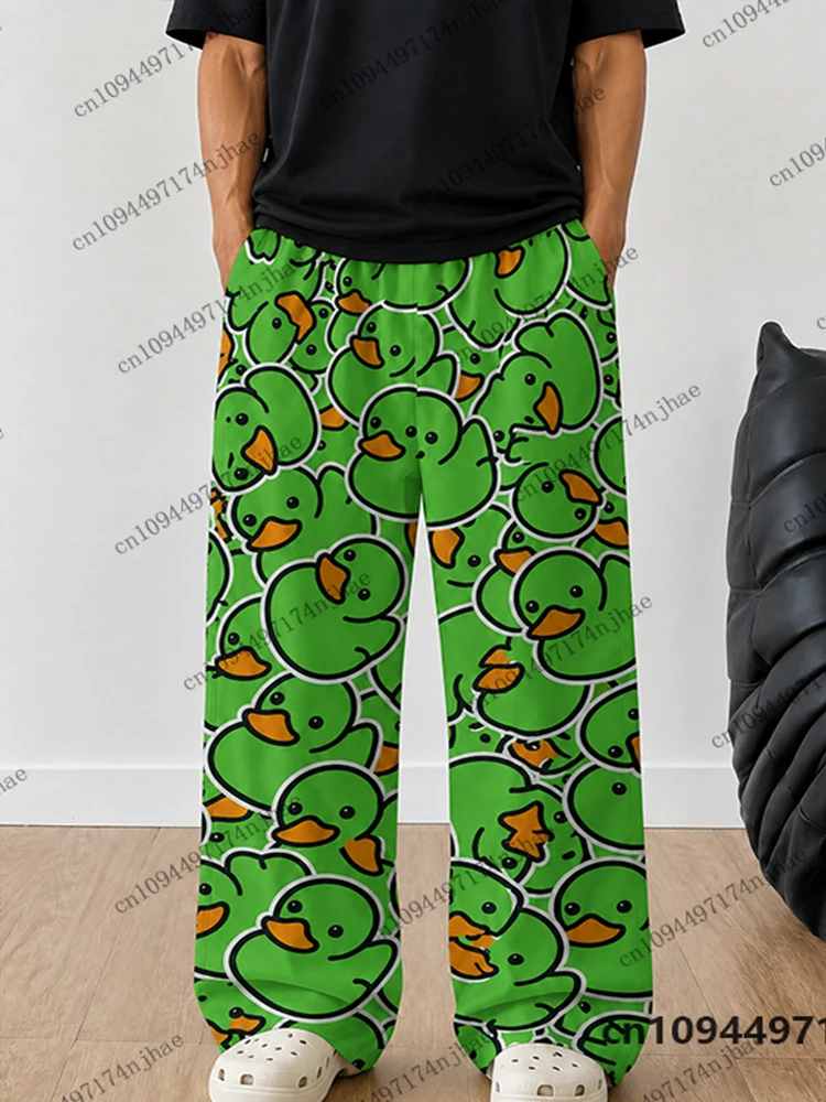 2026 New Cartoon Yellow Duck Print Pajama Trouser For Men Autumn Winter Fashion Couple Pajama Pants Casual Kids/Adult Long Pants view 5
