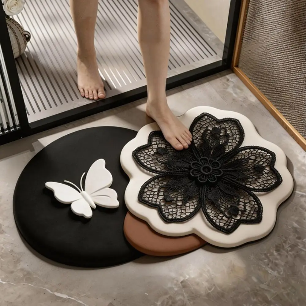 Special-shaped 3D Floral Butterfly Carpet Absorbent Surface Quick Dry Flower Carpet 40*60cm Diatom Mud Door Mat