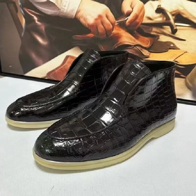 2025 new arrival Fashion Crocodile Skin causal shoes men,male Genuine leather Sneakers pdd590