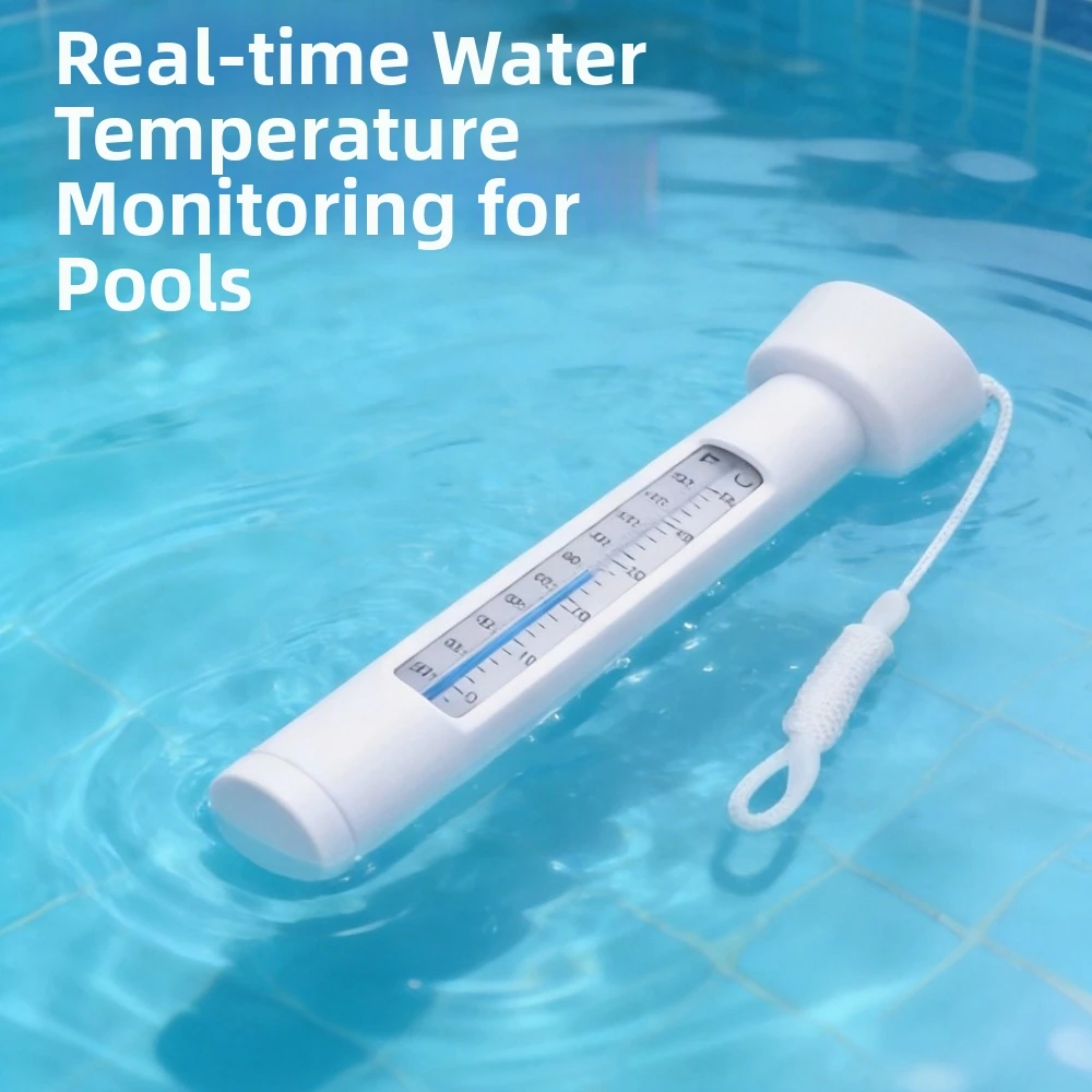 Waterproof Floating Thermometer Easy Read Anti-Lost Tether Pool Thermometer Fahrenheit Scale Water Thermometer Bath Use