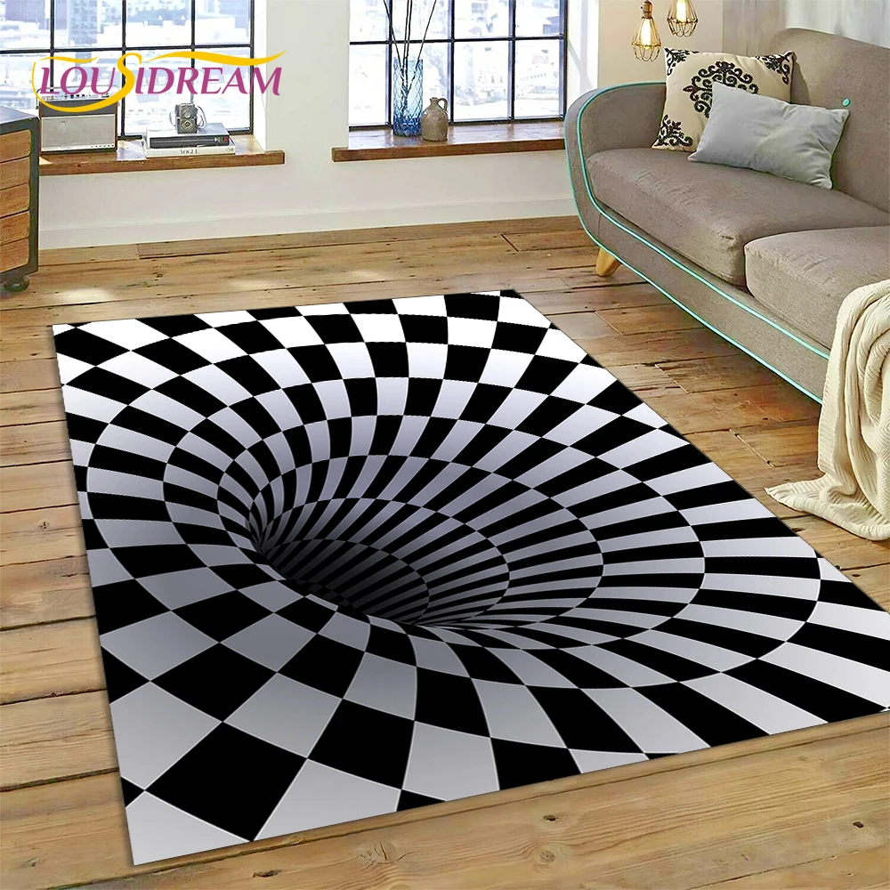 3D Vortex Visual Illusions Rug Carpet for Living Room Bedroom Home Decor,Floor Mat Non-slip Decoration for Sofa Kitchen Doormat