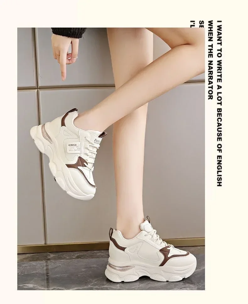 Damen-Sneaker mit Dicker Sohle, Ultraleicht, Neue Frühjahr-Herbst-Kollektion, Weiße Sportschuhe, Bequeme Atmungsaktive Laufschuhe für Frauen – Detail 2