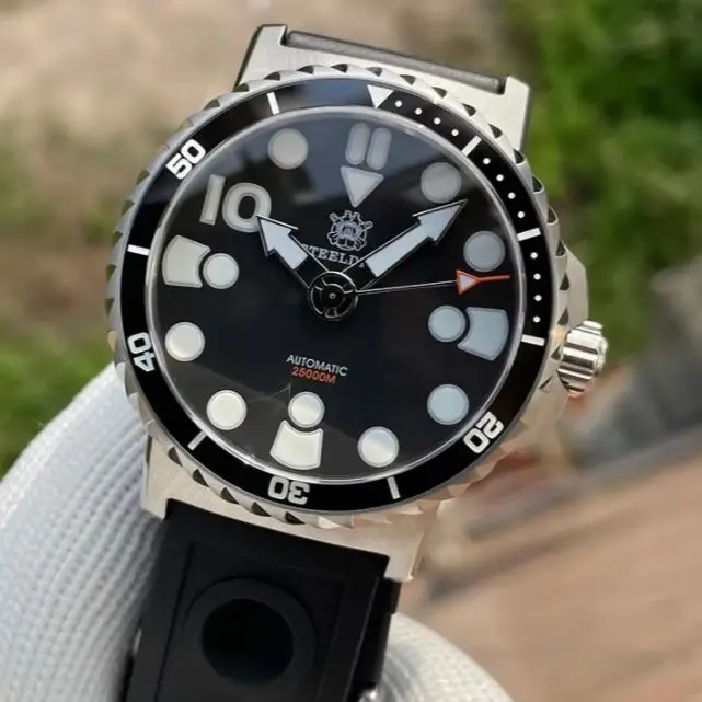 STEELDIVE Men Automatic Watch 46.5mm Mechanical Wristwatch Diver 25000m Waterproof Luminous Sapphire Mirror NH35 Ceramic Bezel