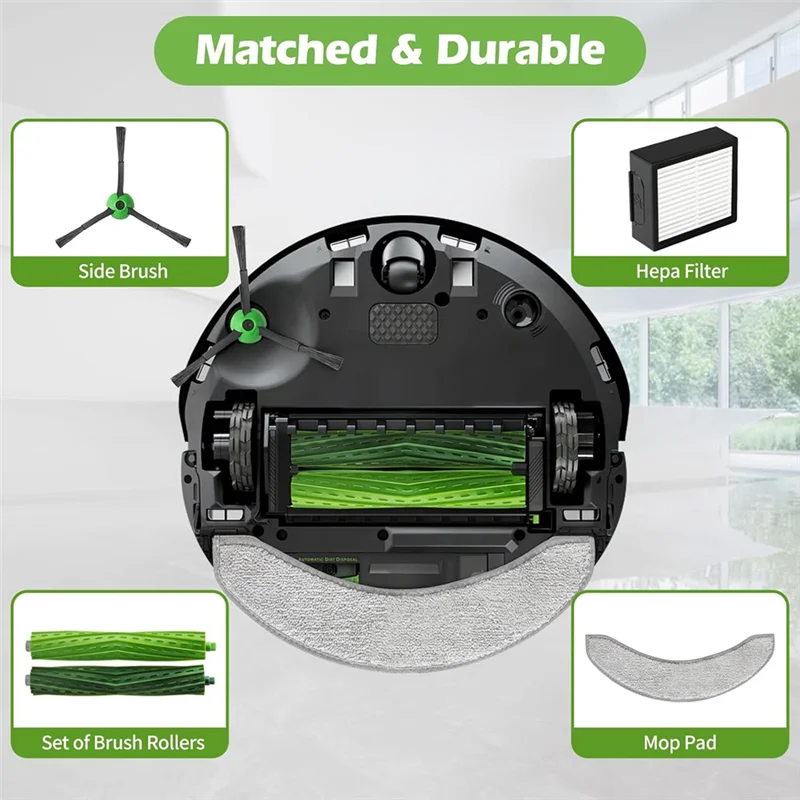 LITE-peças de reposição para Irobot Roomba Combo J7 + J9 +, acessórios inclui 1 conjunto de escovas de borracha, filtros, escovas laterais