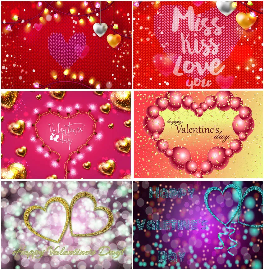 Happy Valentine's Day Retro 80s 90s Poster Backdrops Adult Portrait Memorial Day Decor Miss Love Photo Glitter Bokeh Backgrounds