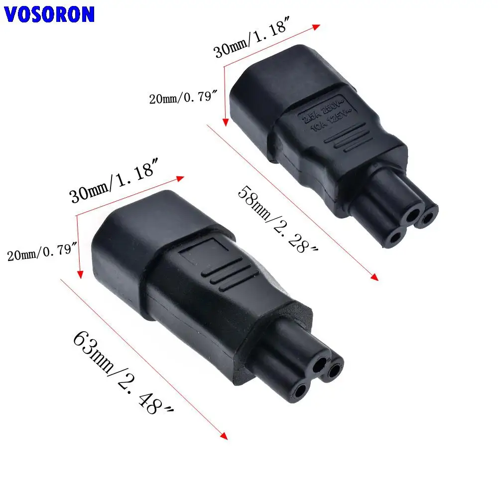 Uniwersalny zasilacz IEC 320 C14 do C5 Adapter konwerter C5 do C14 AC gniazdo zasilania 3 Pin IEC320 C14 złącze