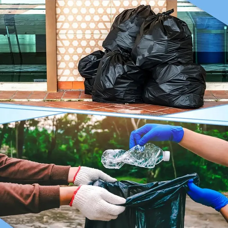 5PCS Black Trash Bags Oversized for Household Kitchens Commercial Janitorial Outdoor Leaf Lawn Multipurpose Cleaning Tools