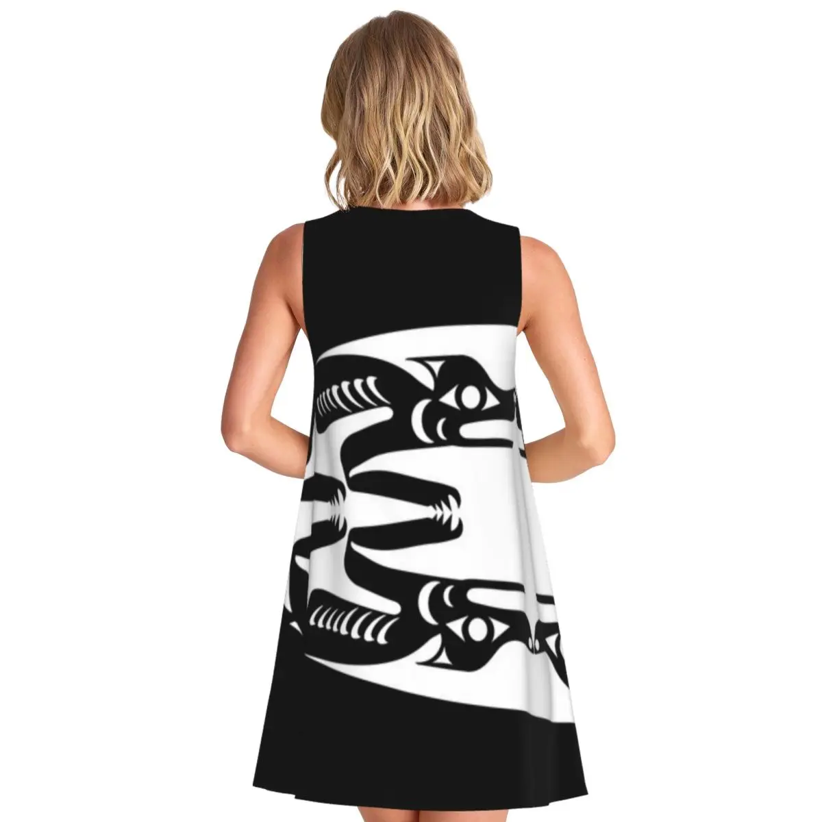 Coast Salish Wolf Women's Sleeveless Long Distance Travel Split Dress Dailytendy Off Shoulder Dress
