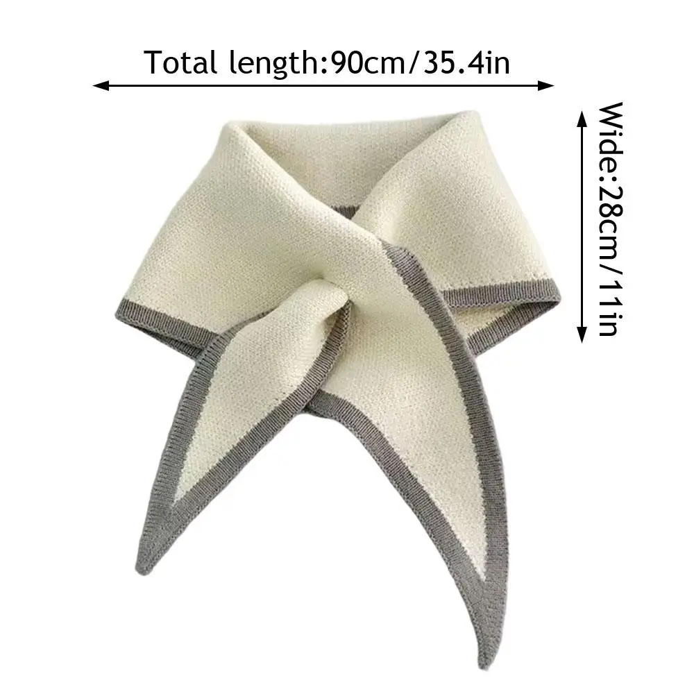 موضة الصوف مثلث وشاح المتخصصة المرأة عبر الرقبة أدفأ وشاح الحجاب الكورية وهمية طوق شال صغير الدافئة محبوك الأوشحة #6