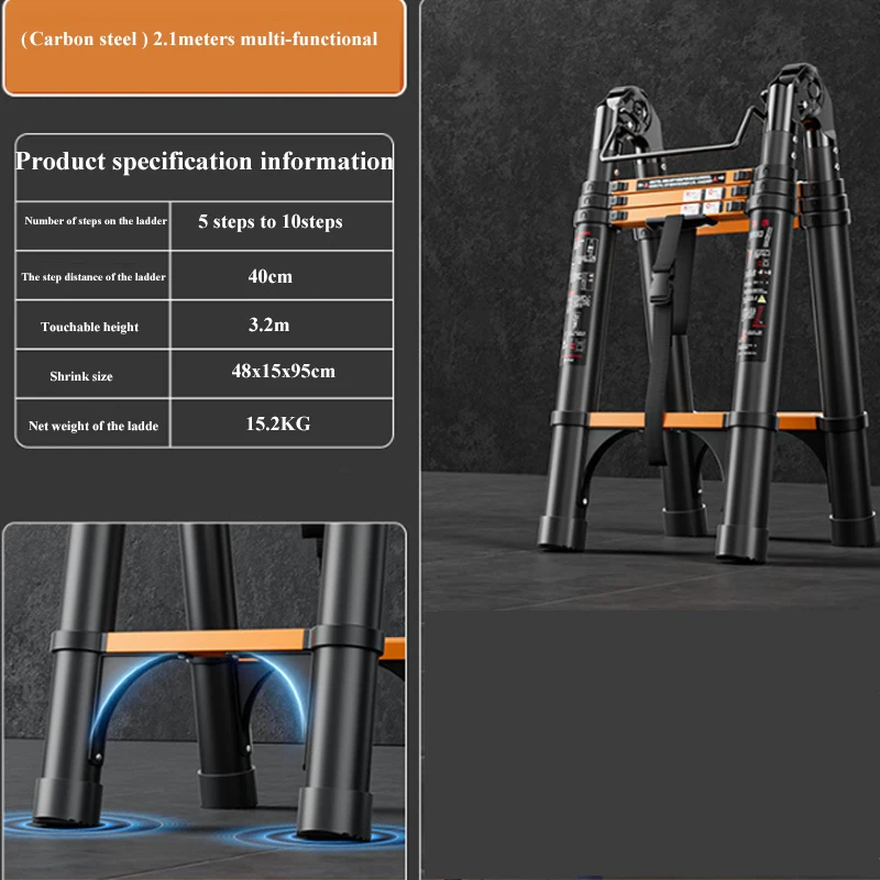 Scala Scala pieghevole multifunzione Scala di espansione in lega di alluminio Scala chevron addensata Scala di sollevamento portatile