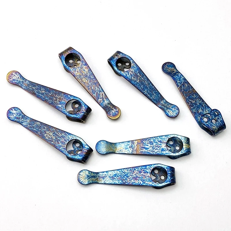 1pc Blue Colorful Knife Titanium Alloy Pocket Clip Back Clamp for Spyderco Paramilitary 2 C81 Para3 C223 Endura C10 Delica C11