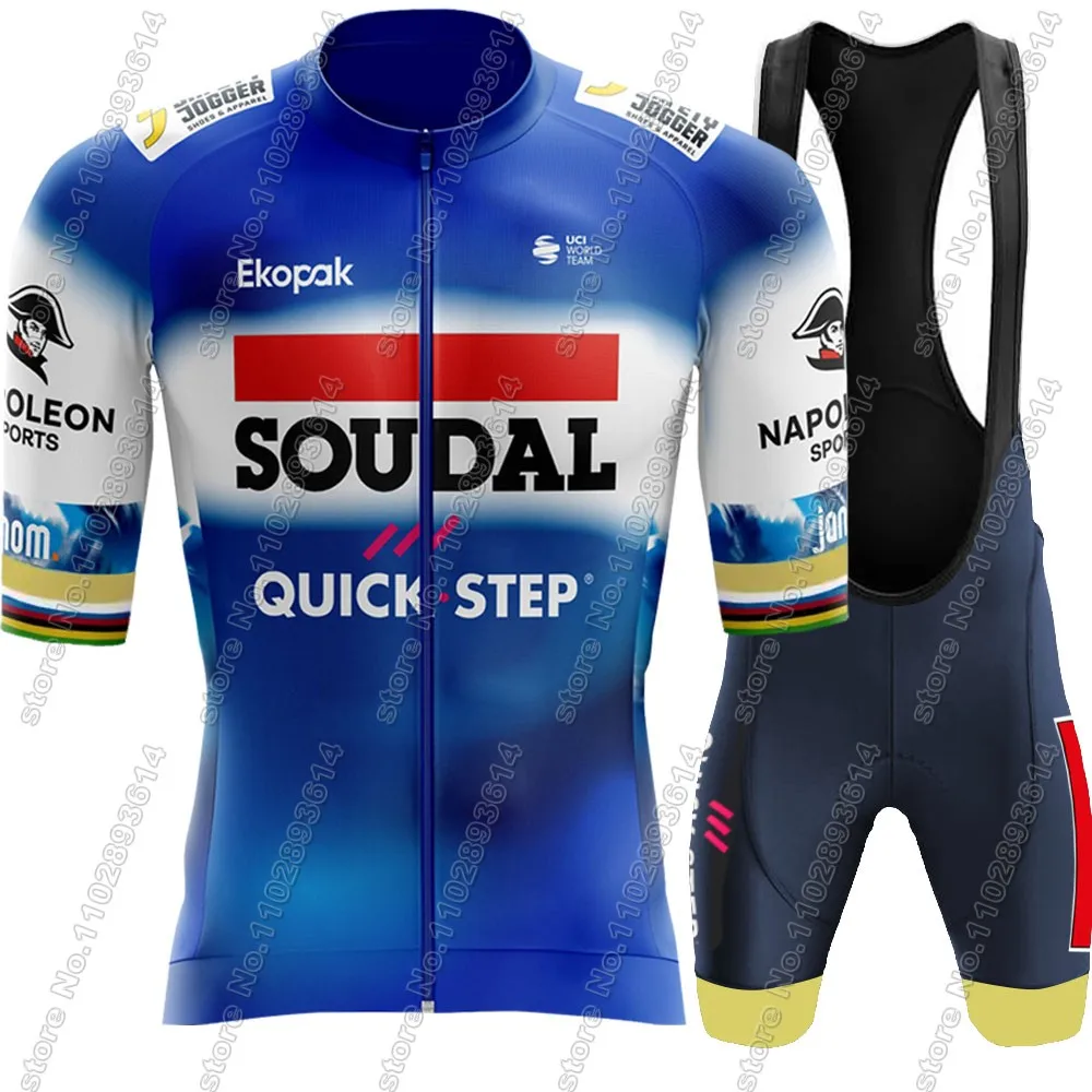 Soudal T-Rex Quick Step 2024 Cycling Jersey Set Cycling Belgium Clothing Men Short Sleeve Kit Road bike Shirt Bicycle Bib Shorts