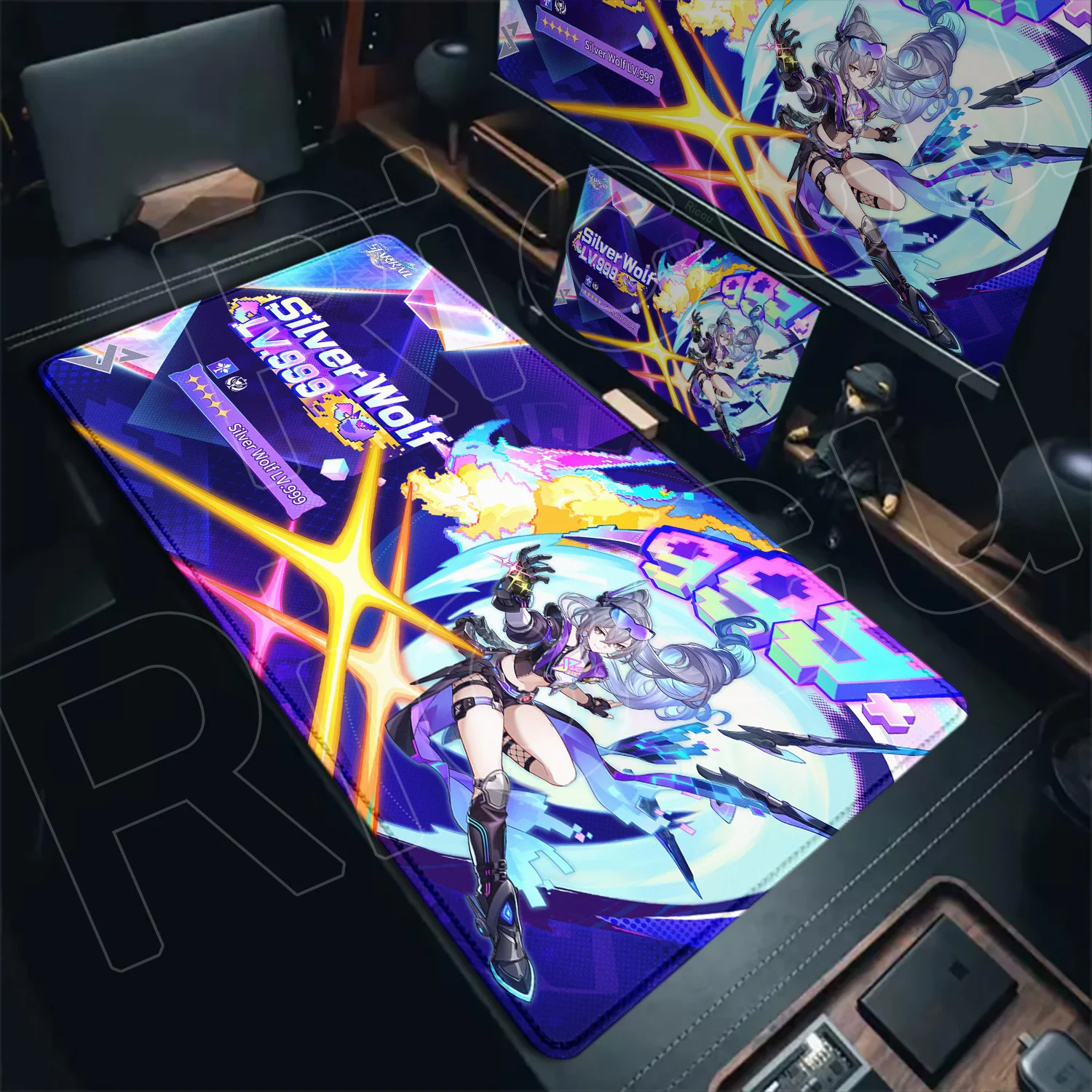 

XXL HD Game Honkai Star Rail Silver Wolf LV 999 Mouse Pad Large Desk Mat Keyboard Office Rubber PC accessories expand Mousepad