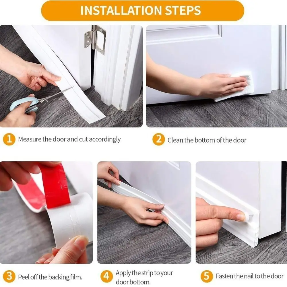 Rolha de rascunho de porta com redução de ruído, autoadesiva, prevenção de insetos, descascamento de tempo, 100cm, tira de vedação inferior da porta espessada