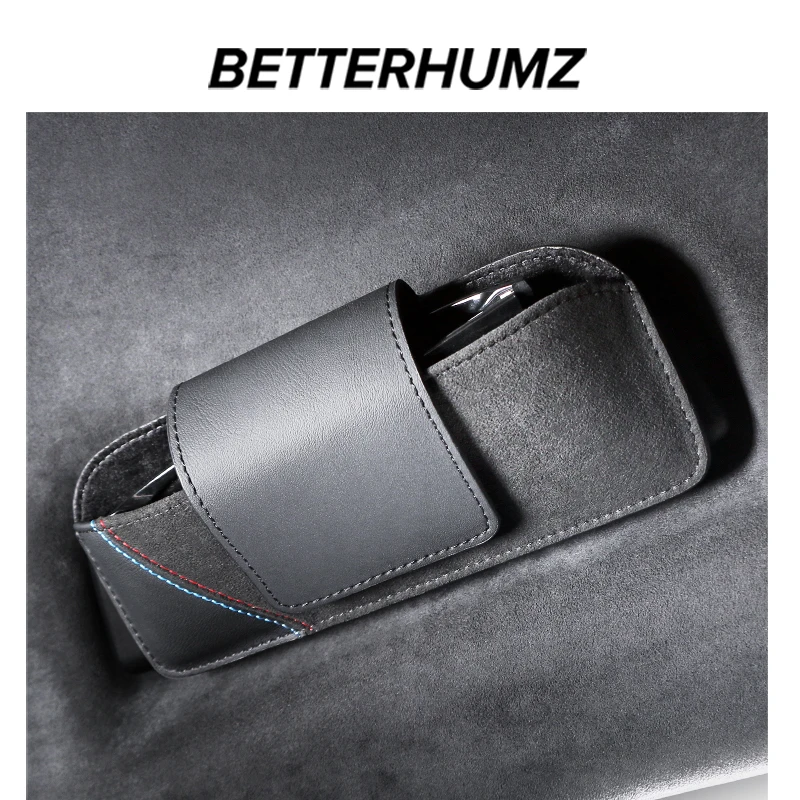 Betterhumz Sun Visor Glasses Holder Sunglass Protective Box Made of Alcantara for BMW G30 G20 F30 F20 F10 X3 G01 F25 Accessories