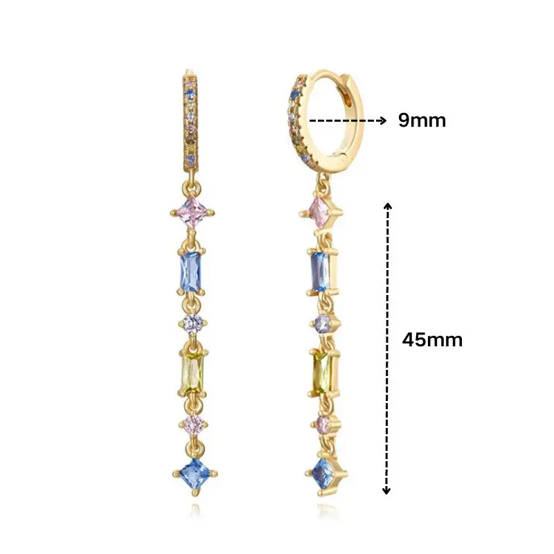 Pendientes de plata de ley 925 con borla de circonita geométrica, colgante de mariposa de cristal colorido, aguja de oreja, joyería de boda de moda, nuevo