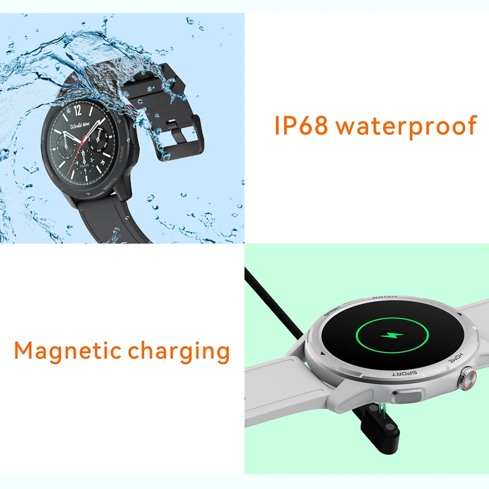 Reloj inteligente MW04, dispositivo resistente al agua, con pantalla de 360x360 de resolución, control del ritmo cardíaco y del sueño, Bluetooth y llamadas