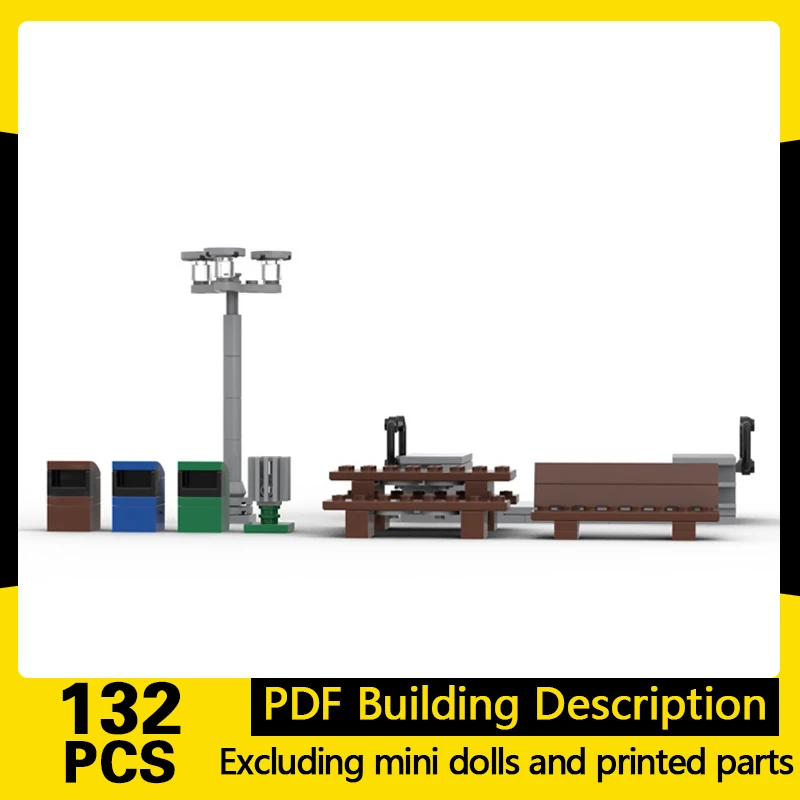 City Street View Model MOC Building Bricks Park Accessories Modular Technology Gifts Holiday Assemble Children Toys Suit