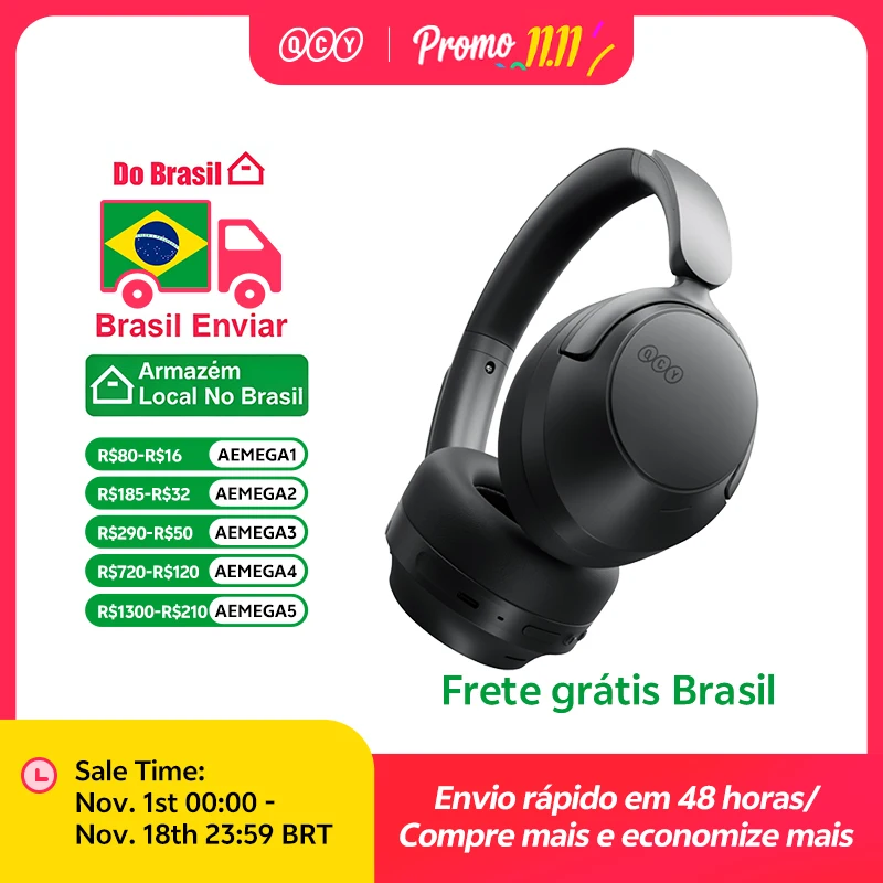 Fone de Ouvido Over-Ear QCY H3S com Som Espacial Hi-Res LDAC, Headset H3S com ANC Adaptativo de -56dB, Fone Sem Fio Bluetooth 6.0 com 102 Horas de Bateria