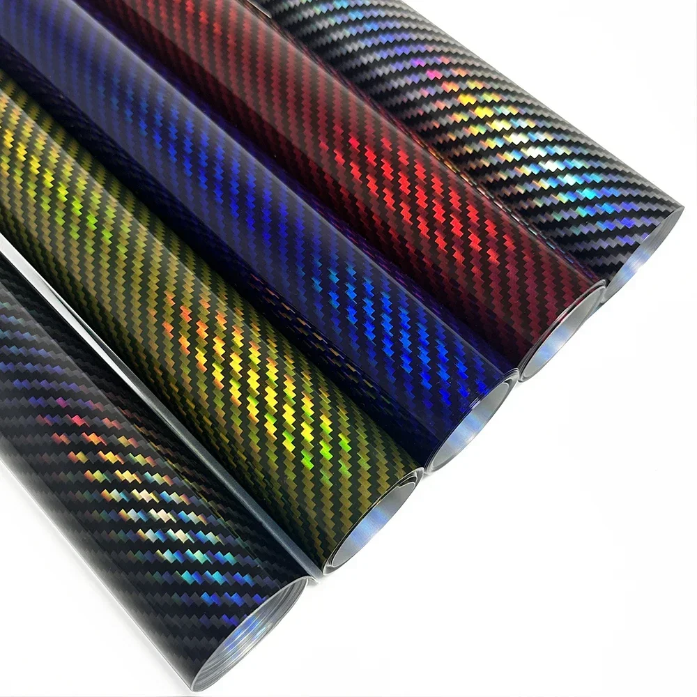 

High Gloss Laser Rainbow Carbon Fiber Vinyl Car Stickers Motorcycle Body Stickers Car Film Covers Accessories Wrap Foil Sticker