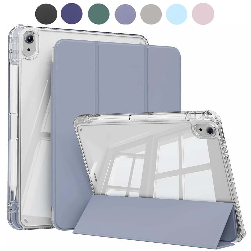 Kristalheldere hoes voor iPad 5 6 7 8 9 10 11 Air 11 13 inch /Mini 6e 7e generatie /Pro 11 12.9 (3e/4e/5e/6e generatie) met penhouder