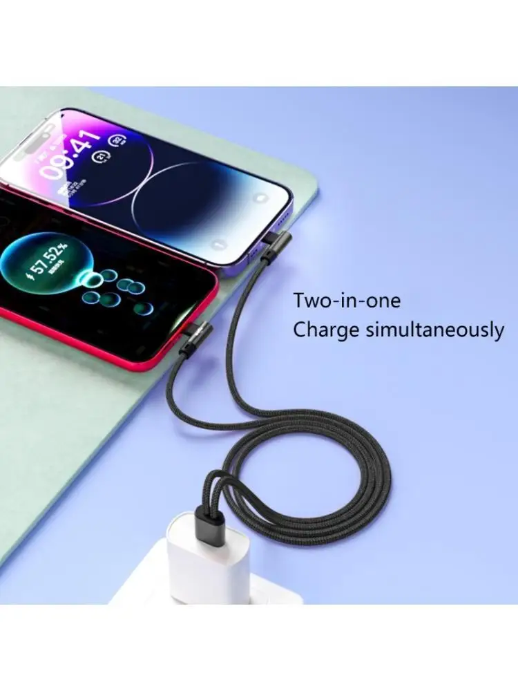 

652F 2 in 1 Angled USB C Cable 5A Rapid Charging Double Port Durability Construction
