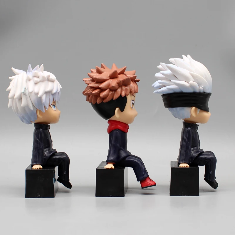 Gk Jujutsu Kaisen Q Version Sitting Posture Anime Figure Itadori Yuji Satoru Gojo Cartoon Model Desktop Ornaments Doll Gift