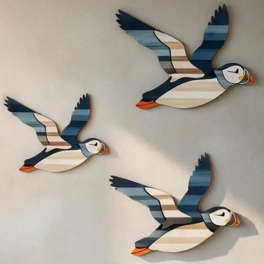 

3 Pcs Wooden Parrot Wall Art Nordic Style Natural Texture Flying Birds Wall Hanging Decor for Bedroom Kitchen Office Decor