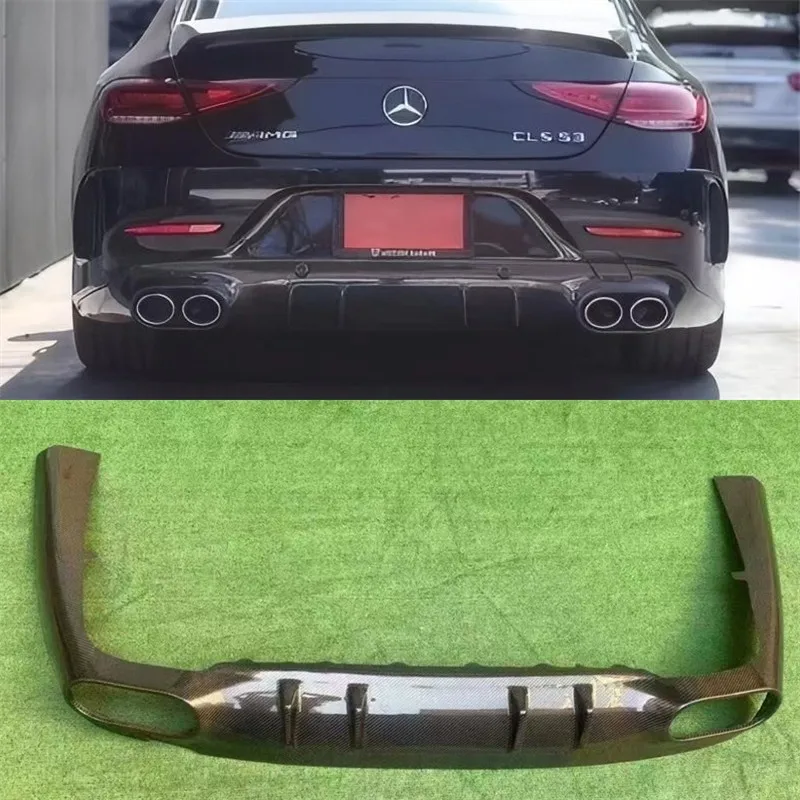 

For Mercedes Benz CLS Class CLS53 W257 AMG 19+ Real Carbon Fiber Rear Bumper Lip Diffuser Exhaust Splitters Spoiler Body Kit